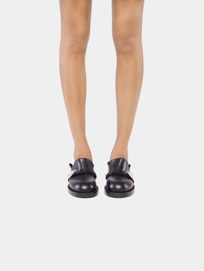 Mule negre din piele netedă