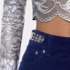 Pantaloni largi din catifea cu discuri 1969