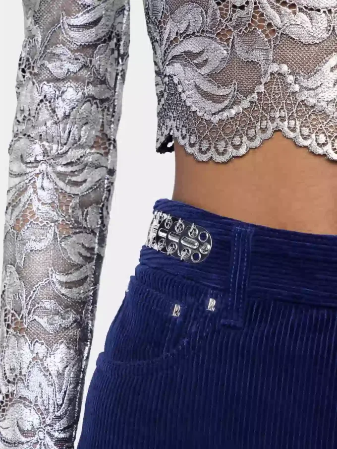 Pantaloni largi din catifea cu discuri 1969