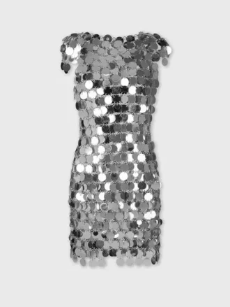 Rochia iconică argintie Sparkle cu discuri