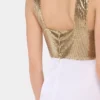 Rochie asimetrică din plasă și satin