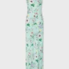 Rochie cu imprimeu floral și detalii cu lanțuri