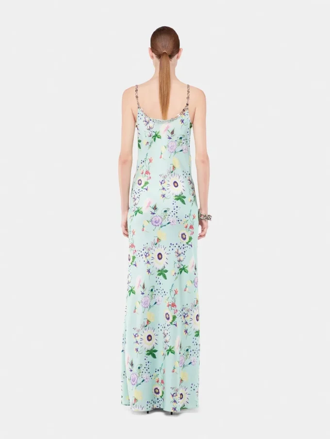 Rochie cu imprimeu floral și detalii cu lanțuri