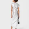Rochie drapată argintie din lurex