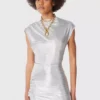 Rochie drapată argintie din lurex