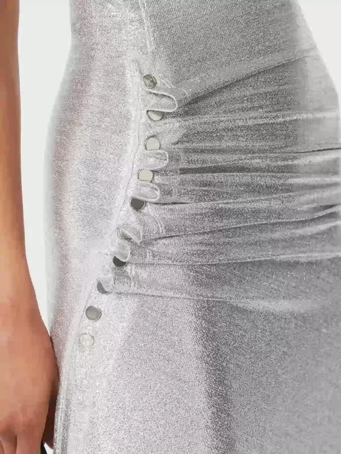 Rochie drapată argintie din lurex