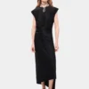 Rochie drapată neagră cu detaliu piercing
