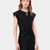 Rochie drapată neagră cu detaliu piercing