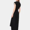 Rochie drapată neagră cu detaliu piercing