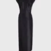Rochie drapată neagră cu detaliu piercing