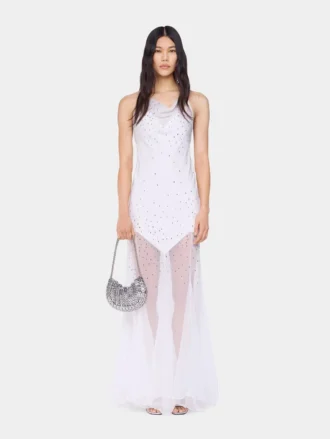 rochie lung alb fr mneci din muselin i satin 1 330x439 - Rochie lungă albă fără m&acirc;neci din muselină și satin