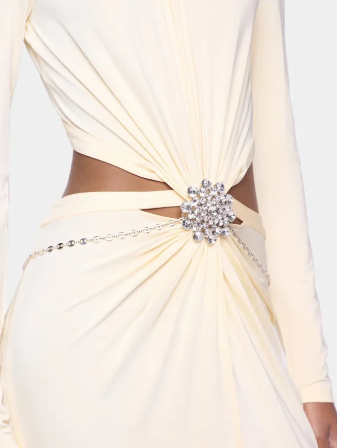 Rochie lungă crem din jersey