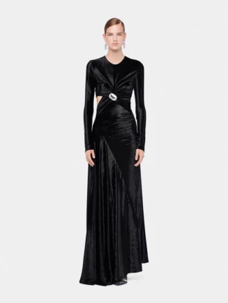 Rochie lungă din catifea drapată