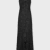 Rochie lungă din crep cu broderie cu perle