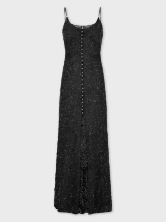 Rochie lungă din crep cu broderie cu perle