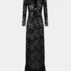 Rochie lungă din dantelă neagră