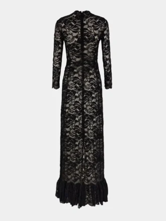 Rochie lungă din dantelă neagră