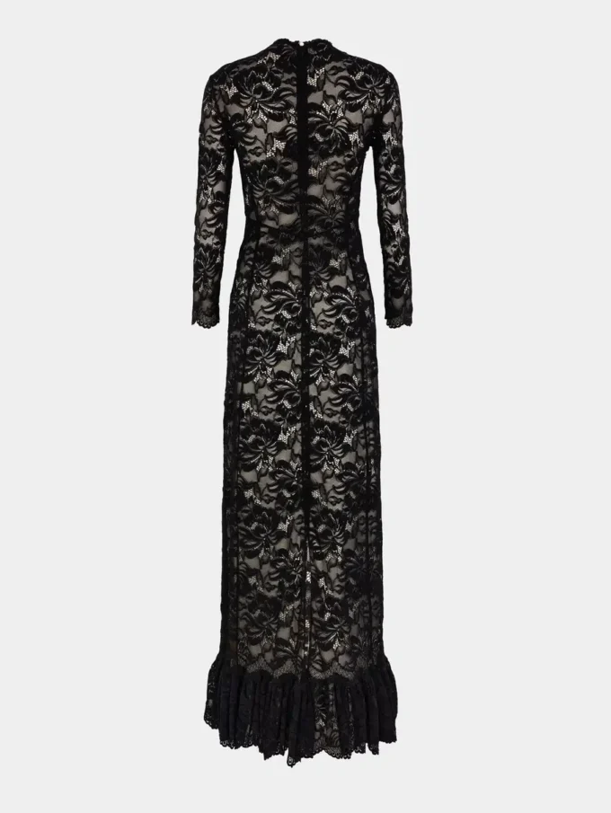 Rochie lungă din dantelă neagră