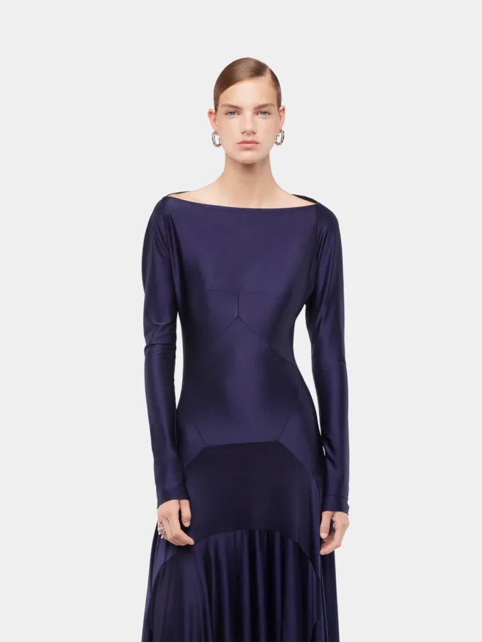 Rochie lungă din jersey cu detalii godet