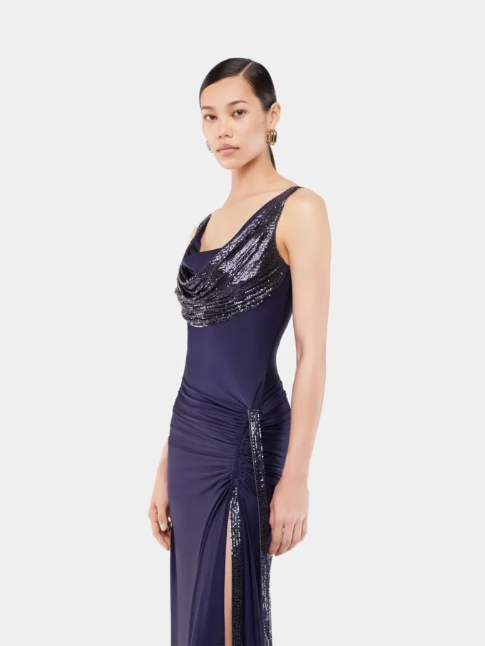 Rochie lungă din plasă și jersey