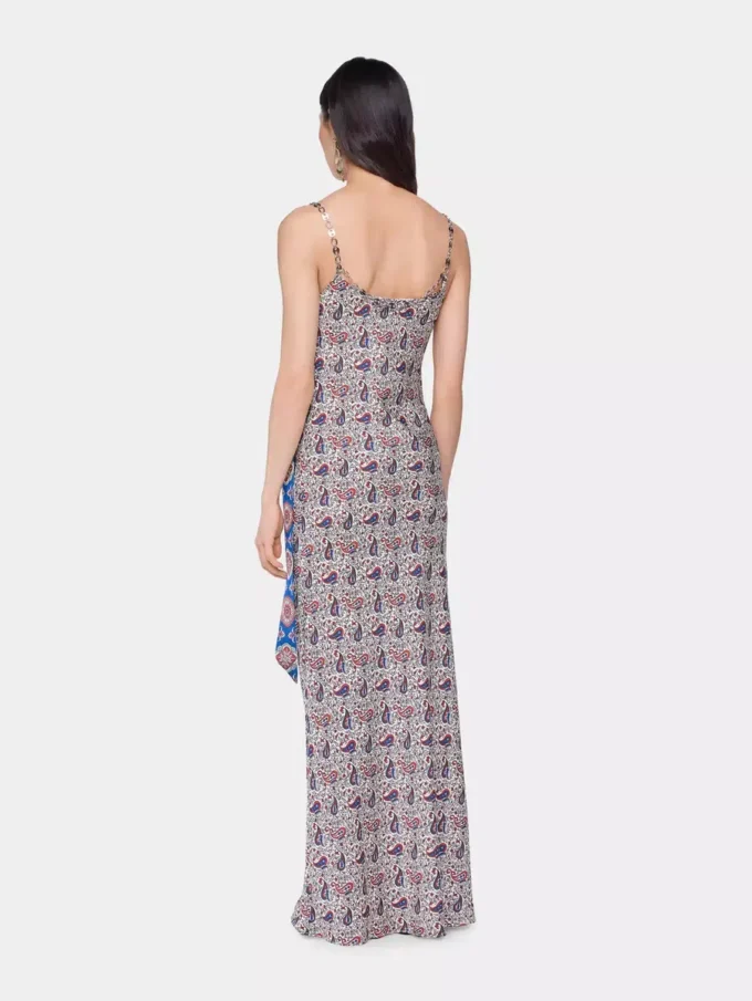 Rochie lungă din satin imprimat
