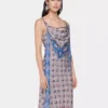 Rochie lungă din satin imprimat