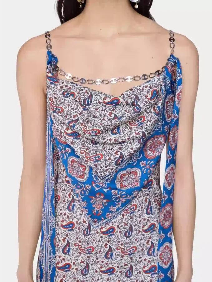 Rochie lungă din satin imprimat