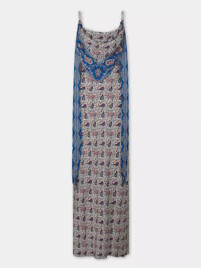 Rochie lungă din satin imprimat