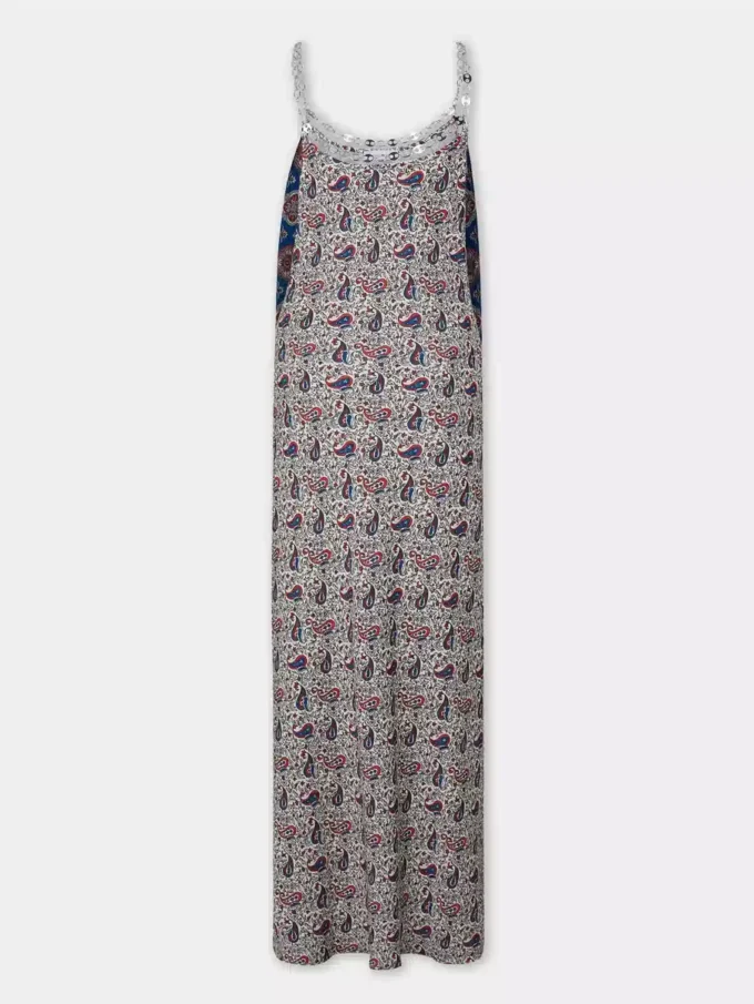 Rochie lungă din satin imprimat