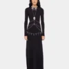 Rochie lungă din tricot, fără spate, cu broderii