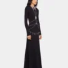 Rochie lungă din tricot, fără spate, cu broderii