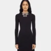 Rochie lungă din tricot, fără spate, cu broderii