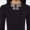 Rochie lungă din tricot, fără spate, cu broderii