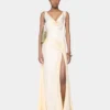 Rochie lungă fără mâneci, de culoare crem, din jersey
