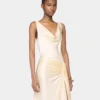 Rochie lungă fără mâneci, de culoare crem, din jersey