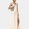 Rochie lungă fără mâneci, de culoare crem, din jersey