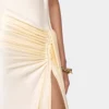 Rochie lungă fără mâneci, de culoare crem, din jersey