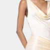 Rochie lungă fără mâneci, de culoare crem, din jersey