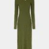 Rochie lungă kaki din lână
