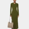 Rochie lungă kaki din lână