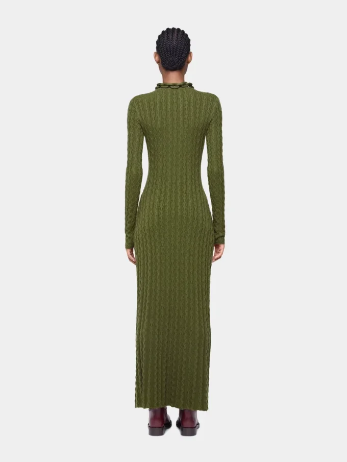 Rochie lungă kaki din lână
