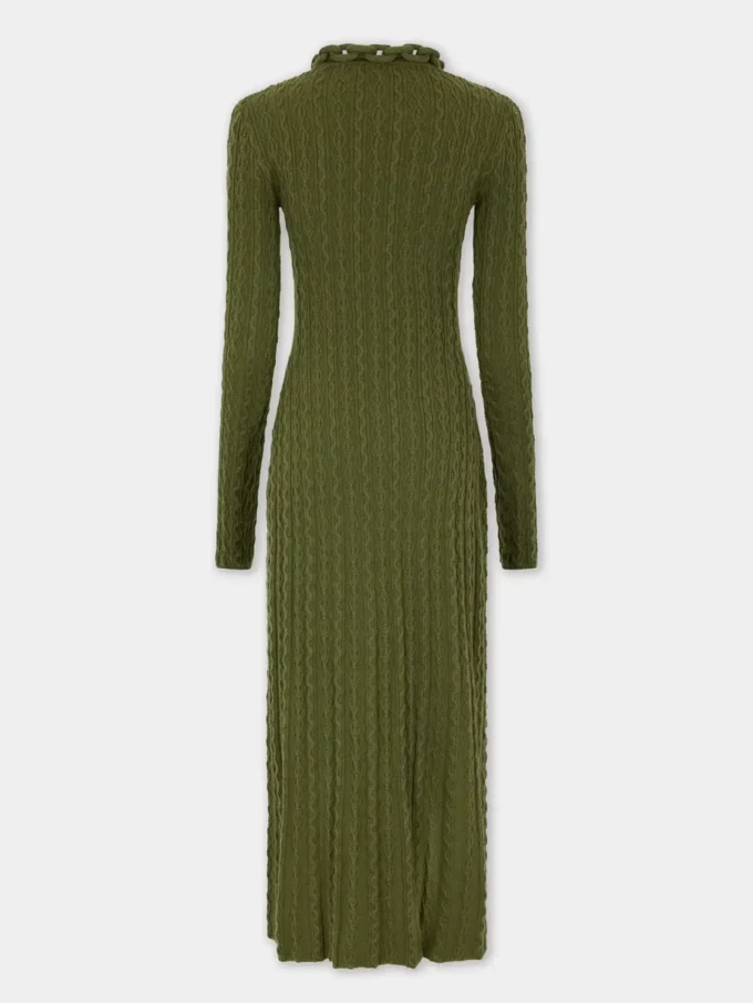 Rochie lungă kaki din lână