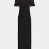 Rochie lungă neagră din bumbac jersey