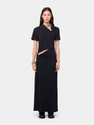 Rochie lungă neagră din bumbac jersey
