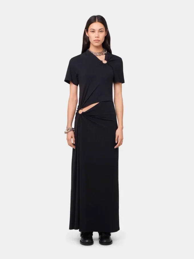 Rochie lungă neagră din bumbac jersey