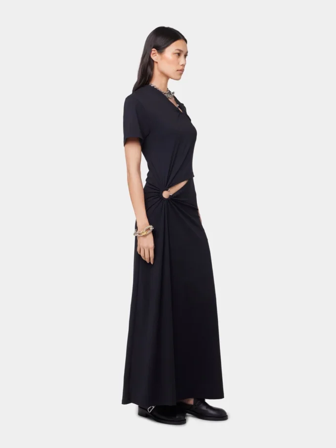 Rochie lungă neagră din bumbac jersey