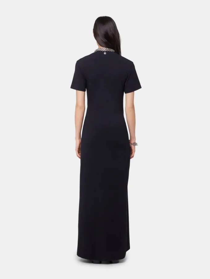 Rochie lungă neagră din bumbac jersey