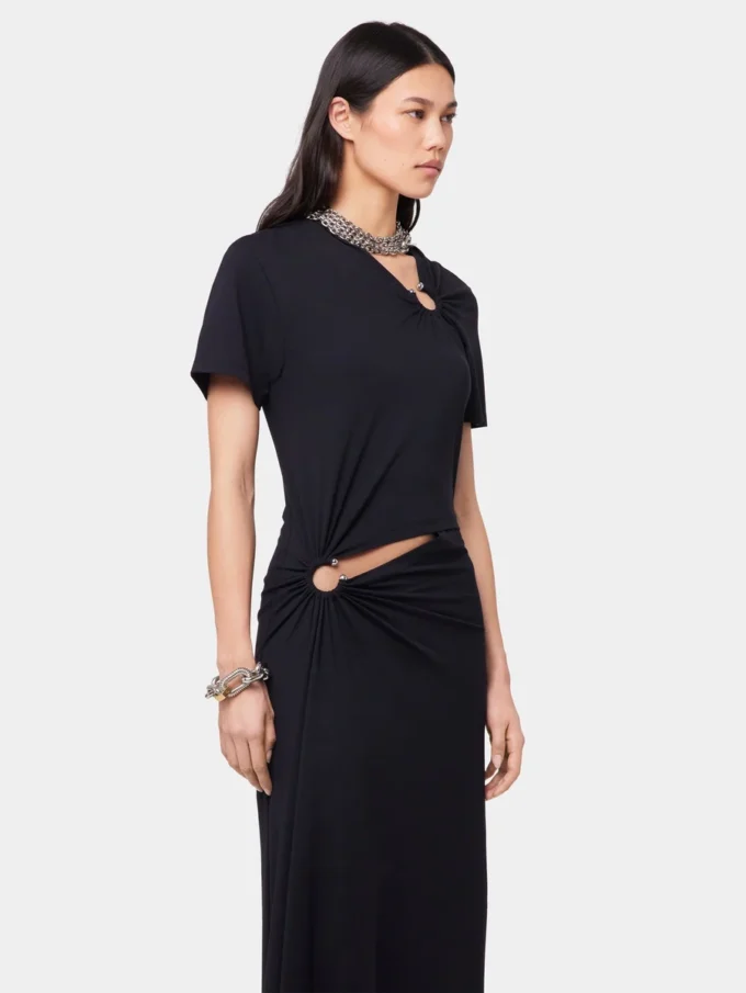 Rochie lungă neagră din bumbac jersey