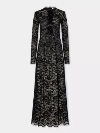 Rochie lungă neagră din dantelă