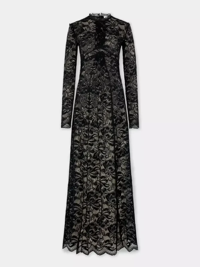 Rochie lungă neagră din dantelă